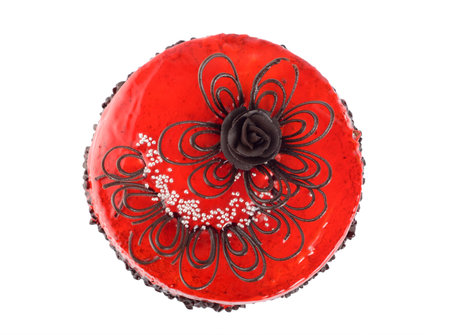 Chocolate cake isolated on a white backgroundの写真素材