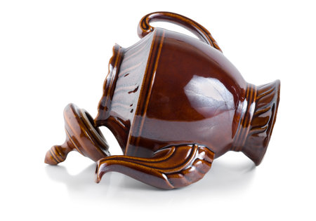 Brown ceramic teapotの写真素材