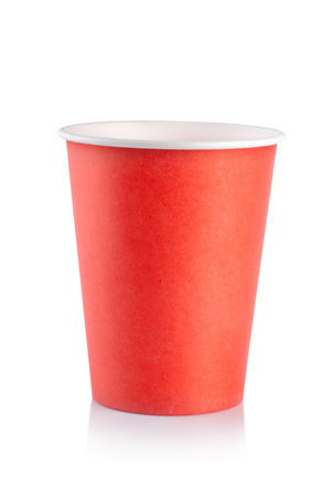 Red disposable cupの写真素材