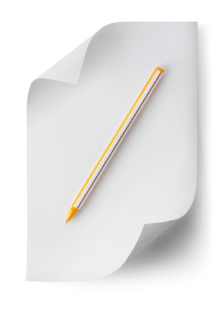 Pen with a sheet of paperの写真素材