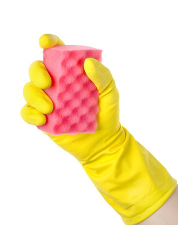 Yellow cleaning gloveの写真素材