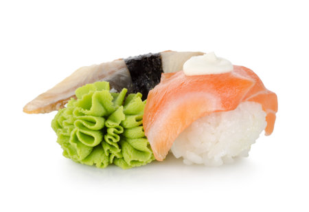 Sushi and wasabi isolatedの写真素材