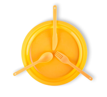 Orange cutlery setの写真素材