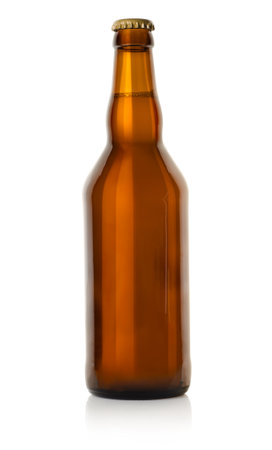 Beer in a brown bottleの写真素材