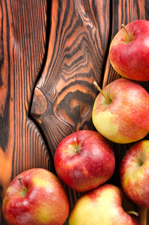 Red apples on the tableの写真素材