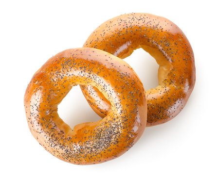 Two bagels and sesame seedの写真素材