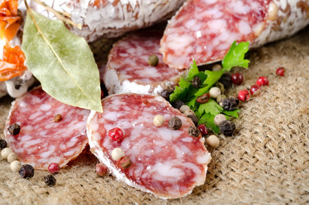 Sausage and spicesの写真素材