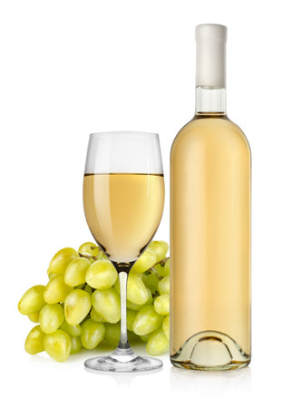 White wine and grapesの写真素材