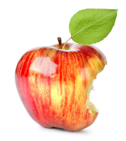 Bite on a red Appleの写真素材