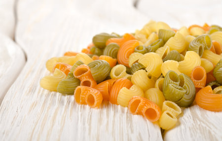 Colorful pasta on a tableの写真素材