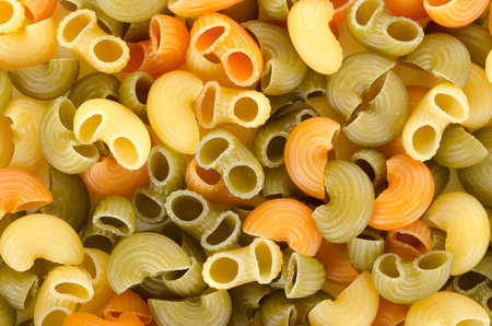 Mix of different kinds of dried pastaの写真素材