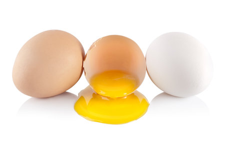 Eggs and yellow yolkの写真素材