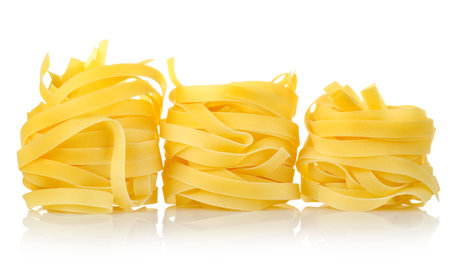 Three pastas tagliatelleの写真素材