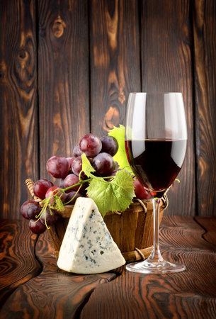Wine and blue cheeseの写真素材