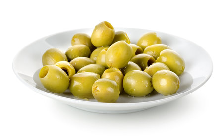 Olives in a plate isolatedの写真素材