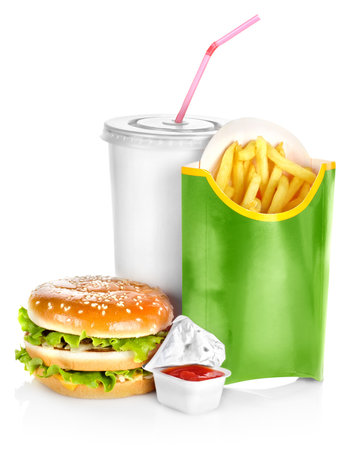 Sandwich with french fries isolatedの写真素材