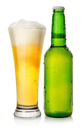 Bottle and mug beerの写真素材