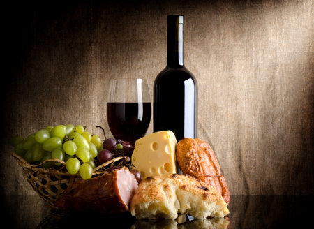 Wine bottle and food Wine bottle and food