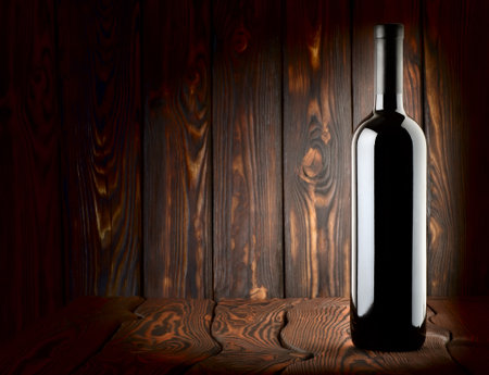 Bottle on a wooden backgroundの写真素材