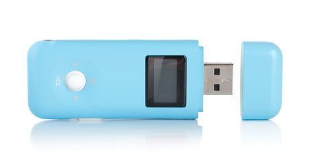 Blue MP3 player isolatedの写真素材