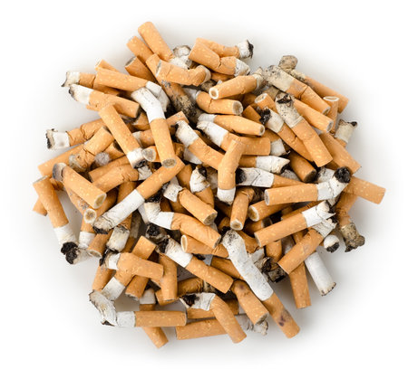 Cigarette butts isolatedの写真素材
