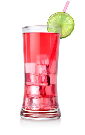 Red cocktail in a big glassの写真素材
