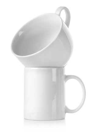 Two white cupの写真素材