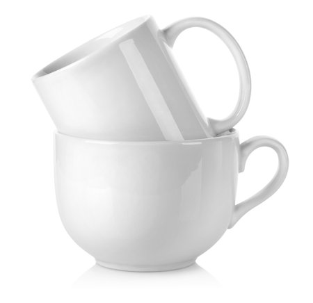 Two white cup isolatedの写真素材