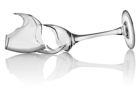 Broken wine glass isolatedの写真素材
