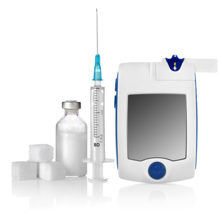 Insulin sugar and glucometeの写真素材