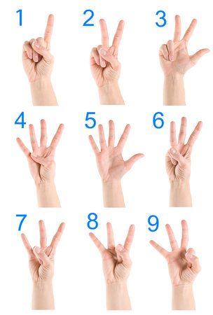 Collage hand showing numberの写真素材