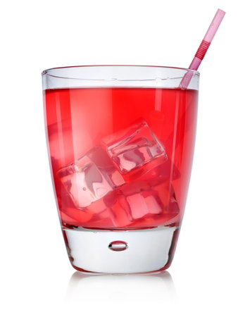 Red cocktail with strawの写真素材