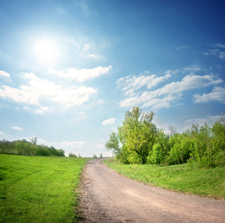 Country road in the lonely village in the springの写真素材