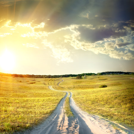 Country road  in autumnの写真素材