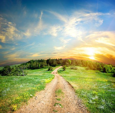 Country road in the mountainsの写真素材
