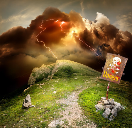 Lightning in the mountainsの写真素材