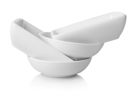 White dishes isolated on a white backgroundの写真素材