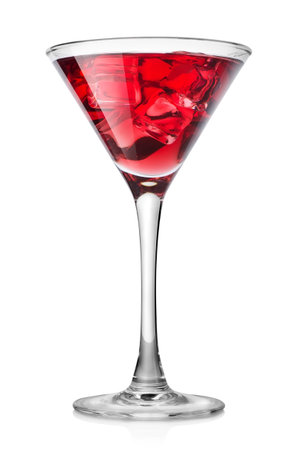 Cherry cocktail with ice cubesの写真素材