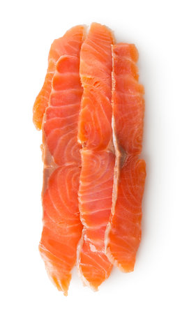 red fish fillet isolated on white backgroundの写真素材