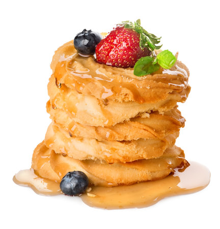 Pyramid of shortcake isolated on a white backgroundの写真素材