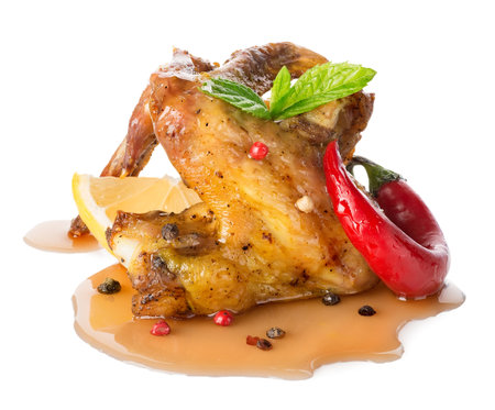 Chicken wings isolated on a white backgroundの写真素材