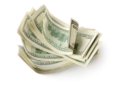 Pack of dollars isolated on a white の写真素材