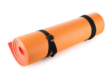 Orange camping mat isolated on a white の写真素材