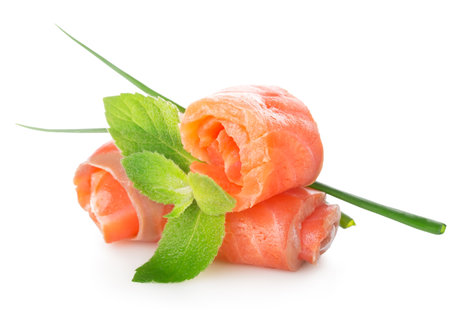 Fillet of red fish isolted on a whiteの写真素材