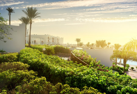 Resort in Sharm el Sheikh at sunriseの写真素材
