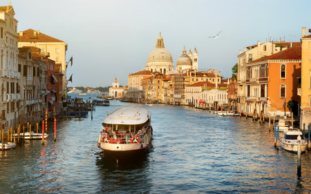 Vaporetto at  Grand Canal in Venice, Italyの写真素材