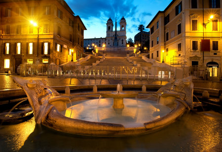 Spanish Steps and fountain in Rome, Italyの写真素材