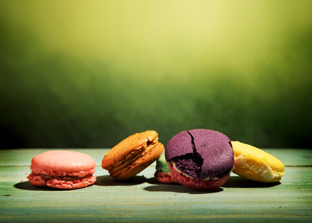 Macarons on green