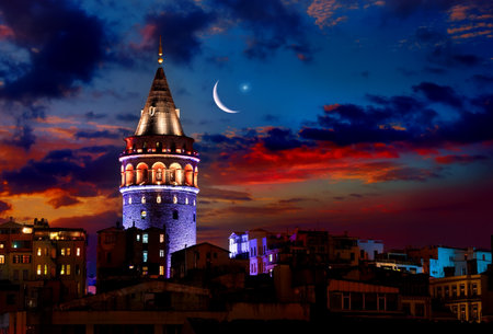 Galata Tower at night