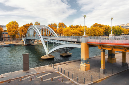 Arch footbridge Passerelleの写真素材